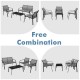 Honhorrs Four-Piece Fabric Patio Chat Set, Loveseat and Armchairs with Steel Frames and Glass Table