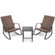Owlyin Three-Piece Patio Rocking Set, Rattan Chairs with Strapped Cushions and a Matching Side Table