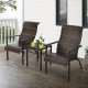Honhorrs Three-Piece Patio Bistro Set, High-Back Wicker Armchairs and Table on Coated Steel Frames