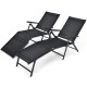 Honhorrs Two Folding Patio Chaise Chairs, Five Backrest Settings and Two Footrest Positions on Steel