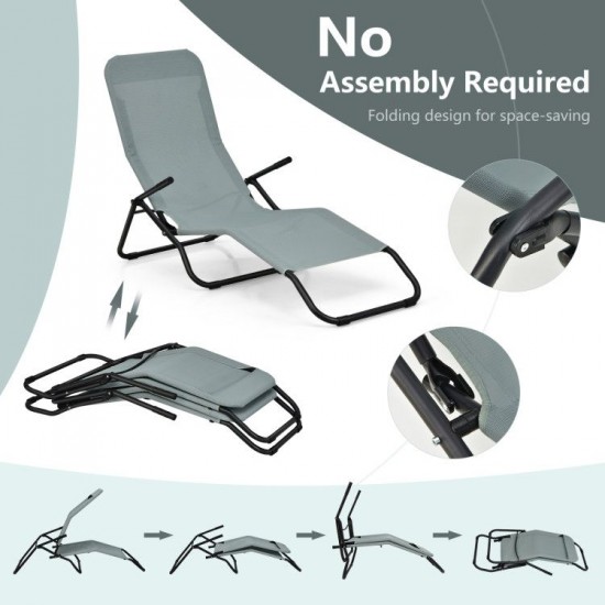 Honhorrs Two Rocking Patio Chaise Loungers, Folding Steel Frames with Breathable Fabric and Armrests