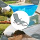 Honhorrs Two Rocking Patio Chaise Loungers, Folding Steel Frames with Breathable Fabric and Armrests