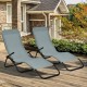 Honhorrs Two Rocking Patio Chaise Loungers, Folding Steel Frames with Breathable Fabric and Armrests