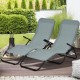 Honhorrs Two Rocking Patio Chaise Loungers, Folding Steel Frames with Breathable Fabric and Armrests