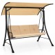 Honhorrs Three-Person Porch Swing, Olefin Seat with Padded Cushions and Adjustable Overhead Canopy