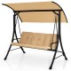 Honhorrs Three-Person Porch Swing, Olefin Seat with Padded Cushions and Adjustable Overhead Canopy