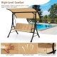 Honhorrs Three-Person Porch Swing, Olefin Seat with Padded Cushions and Adjustable Overhead Canopy