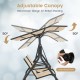 Honhorrs Two-Seat Canopy Porch Swing, Glass Drink Table with Cup Holders and Steel Support Frame