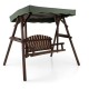 Honhorrs Two-Person Fir Porch Swing, Adjustable Canopy and Two Side Tables on an A-Frame Stand