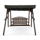 Honhorrs Two-Person Fir Porch Swing, Adjustable Canopy and Two Side Tables on an A-Frame Stand