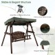Honhorrs Two-Person Fir Porch Swing, Adjustable Canopy and Two Side Tables on an A-Frame Stand
