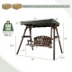 Honhorrs Two-Person Fir Porch Swing, Adjustable Canopy and Two Side Tables on an A-Frame Stand