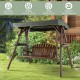 Honhorrs Two-Person Fir Porch Swing, Adjustable Canopy and Two Side Tables on an A-Frame Stand
