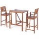 Honhorrs Acacia Wood Patio Bar Trio: Table and Two Stools with Reversible Sunflower-Pattern Backs