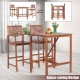 Honhorrs Acacia Wood Patio Bar Trio: Table and Two Stools with Reversible Sunflower-Pattern Backs