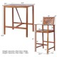 Honhorrs Acacia Wood Patio Bar Trio: Table and Two Stools with Reversible Sunflower-Pattern Backs