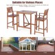 Honhorrs Acacia Wood Patio Bar Trio: Table and Two Stools with Reversible Sunflower-Pattern Backs
