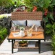 Honhorrs Two-Piece Wicker Patio Loveseat Set, Air-Fiber Seat Cushion and DPC Coffee Table with Shelf