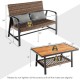 Honhorrs Two-Piece Wicker Patio Loveseat Set, Air-Fiber Seat Cushion and DPC Coffee Table with Shelf