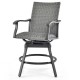 Honhorrs Pair of Swivel Patio Bar Chairs, Woven Rattan with 4D Fiber Cushions and Nonslip Footrests