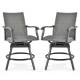 Honhorrs Pair of Swivel Patio Bar Chairs, Woven Rattan with 4D Fiber Cushions and Nonslip Footrests