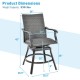 Honhorrs Pair of Swivel Patio Bar Chairs, Woven Rattan with 4D Fiber Cushions and Nonslip Footrests