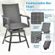 Honhorrs Pair of Swivel Patio Bar Chairs, Woven Rattan with 4D Fiber Cushions and Nonslip Footrests