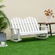 Honhorrs Two-Child Fir Wood Rocking Bench, Slatted Seat and Adirondack Back with Reinforced Frame