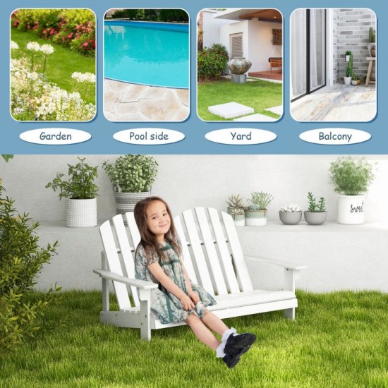 Honhorrs Two-Child Fir Wood Rocking Bench, Slatted Seat and Adirondack Back with Reinforced Frame