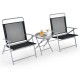 Honhorrs Three-Piece Folding Patio Conversation Set, Wide Fabric Chairs and Tempered-Glass Table