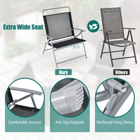 Honhorrs Three-Piece Folding Patio Conversation Set, Wide Fabric Chairs and Tempered-Glass Table