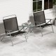 Honhorrs Three-Piece Folding Patio Conversation Set, Wide Fabric Chairs and Tempered-Glass Table