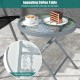 Honhorrs Three-Piece Folding Patio Conversation Set, Wide Fabric Chairs and Tempered-Glass Table