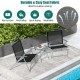 Honhorrs Three-Piece Folding Patio Conversation Set, Wide Fabric Chairs and Tempered-Glass Table