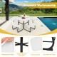 Honhorrs Eight-Person HDPE Picnic Table and Benches, Metal X-Braced Frame with Center Umbrella Hole