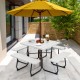 Honhorrs HDPE Outdoor Picnic Table with Four Attached Benches and a 1.9-Inch Central Umbrella Hole