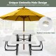 Honhorrs HDPE Outdoor Picnic Table with Four Attached Benches and a 1.9-Inch Central Umbrella Hole