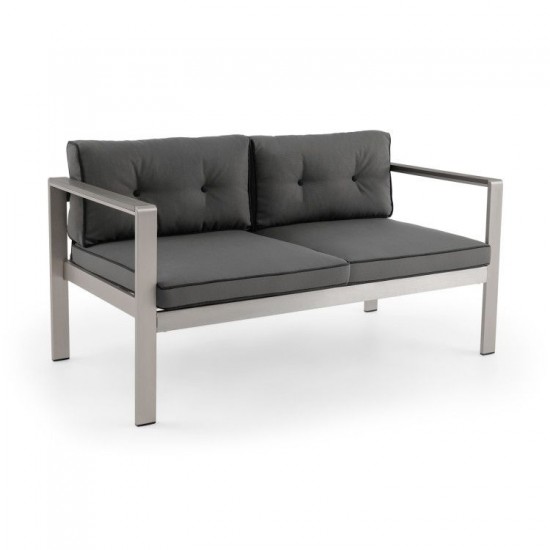 Honhorrs Two-Person Aluminum Patio Sofa, WPC Armrests with Removable Seat and Back Cushion Covers