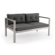 Honhorrs Two-Person Aluminum Patio Sofa, WPC Armrests with Removable Seat and Back Cushion Covers