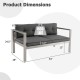 Honhorrs Two-Person Aluminum Patio Sofa, WPC Armrests with Removable Seat and Back Cushion Covers