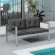 Honhorrs Two-Person Aluminum Patio Sofa, WPC Armrests with Removable Seat and Back Cushion Covers