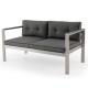 Honhorrs Two-Person Aluminum Patio Sofa, WPC Armrests with Removable Seat and Back Cushion Covers