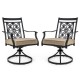 Honhorrs Two Swivel Patio Chairs, Blossom-Pattern Backs with 3.5-Inch Cushions and Smooth Armrests