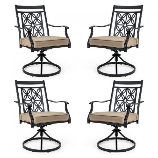 Honhorrs Two Swivel Patio Chairs, Blossom-Pattern Backs with 3.5-Inch Cushions and Smooth Armrests