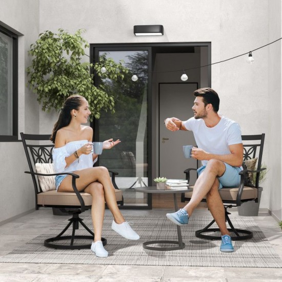 Honhorrs Two Swivel Patio Chairs, Blossom-Pattern Backs with 3.5-Inch Cushions and Smooth Armrests