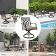 Honhorrs Two Swivel Patio Chairs, Blossom-Pattern Backs with 3.5-Inch Cushions and Smooth Armrests