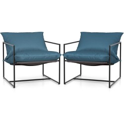 XVX Two Sling Patio Lounge Chairs, Deep Seats with Strap-Fixed Cushions and Reinforced Frames