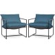 Honhorrs Two Sling Patio Lounge Chairs, Deep Seats with Strap-Fixed Cushions and Reinforced Frames