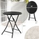 Owlyin 23-Inch Folding Bistro Table, Round Tempered-Glass Top with Cross-Braced Metal Frame and Lock