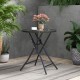Owlyin 23-Inch Folding Bistro Table, Round Tempered-Glass Top with Cross-Braced Metal Frame and Lock